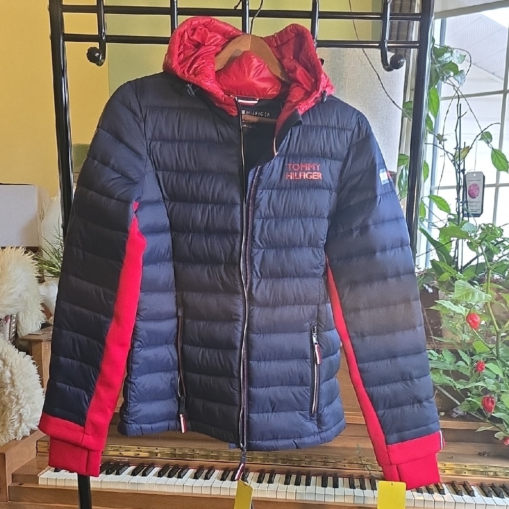 Tommy Hilfiger Blue and Red Hooded Jacket